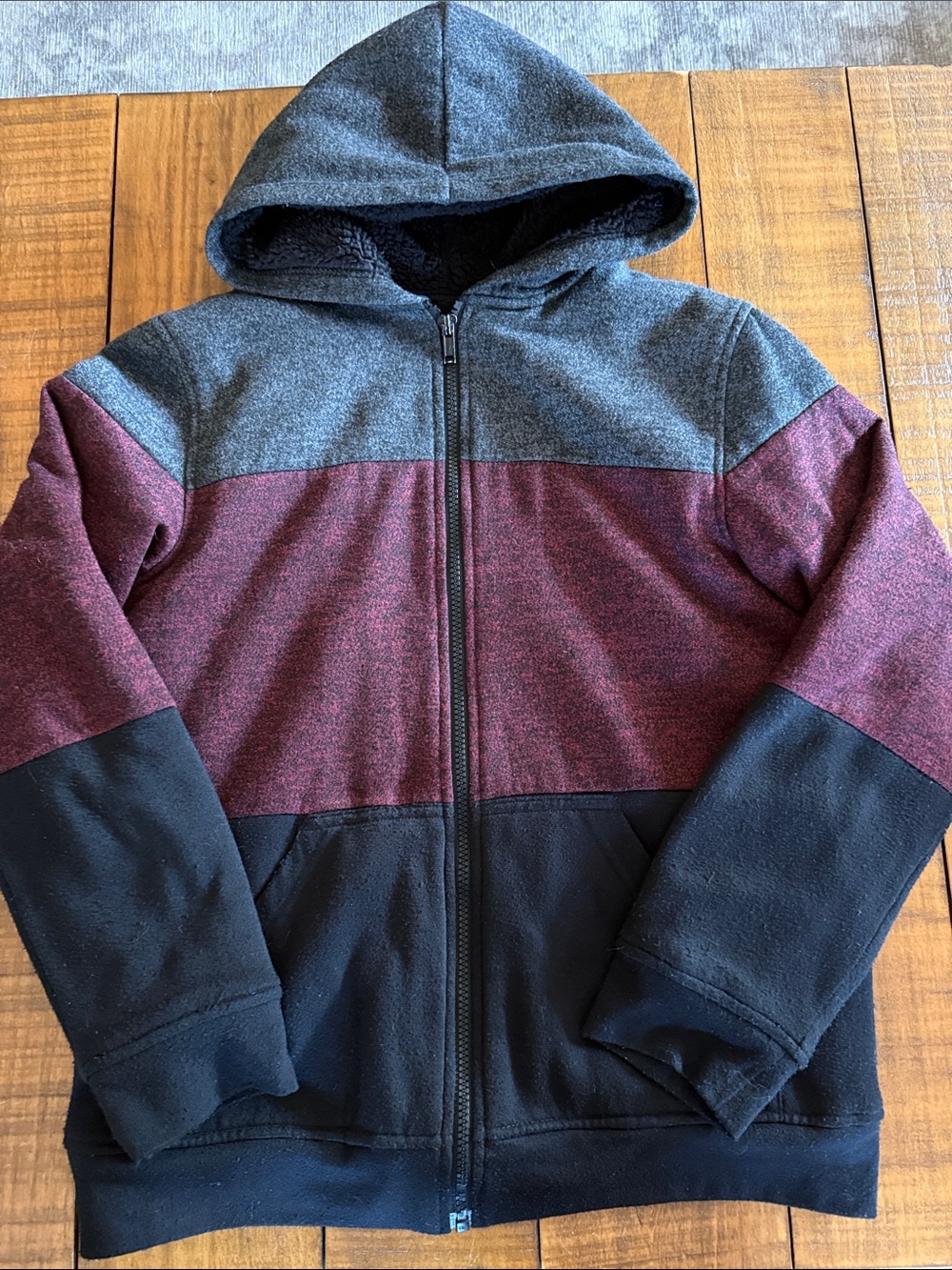 Tony Hawk Gray & Black Sherpa-Lined Hoodie Jacket